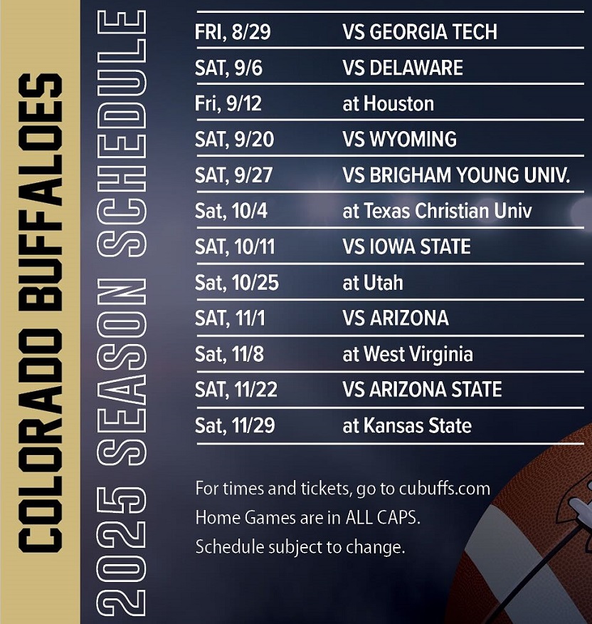 2025 Colorado Buffaloes Football Schedule (CU Buffs)